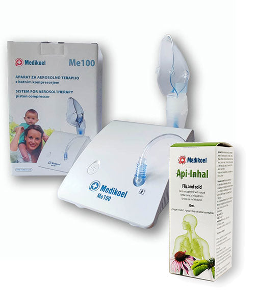 Nebulizer - inhaler with piston compressor + inhalation drops for the flu and cold